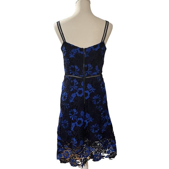 T Tahari Blue Lace A-Line Dress Size Small Elegant Cocktail Party Wedding Guest - Picture 7 of 16
